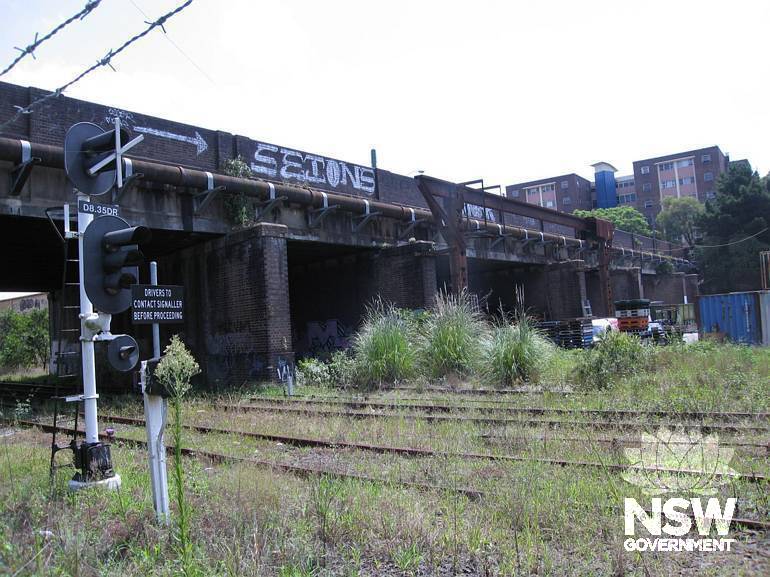 Lilyfield (Catherine Street) overbridge from the former Rozelle yard.