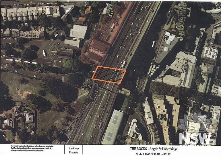 The Rocks (Argyle Street) Railway Underbridge Curtilage Plan (Note: No warranty is given that this plan is free from error or omission. RailCorp disclaims liability from any consequences as a result of reliance on the information contained in the plan.)