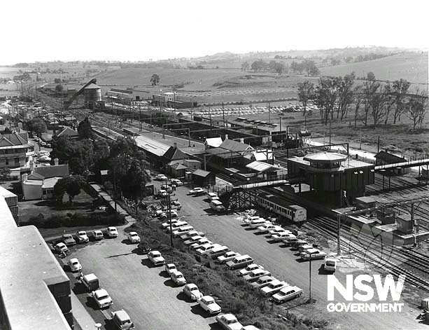 Campbelltown Station aerial view 1960s.