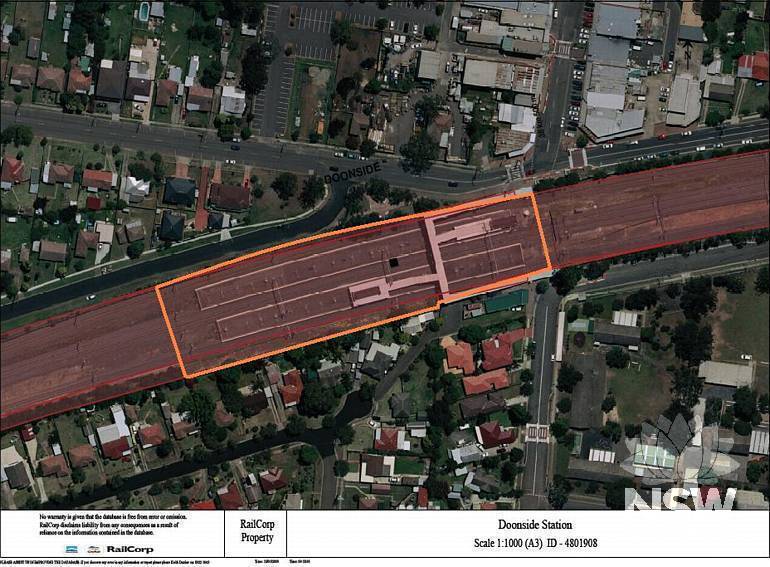 Doonside Railway Station Group Curtilage Plan (Note: No warranty is given that this plan is free from error or omission. RailCorp disclaims liability from any consequences as a result of reliance on the information contained in the plan.)