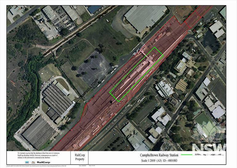 Campbelltown Railway Station Group Curtilage Plan (Note: No warranty is given that this plan is free from error or omission. RailCorp disclaims liability from any consequences as a result of reliance on the information contained in the plan.)