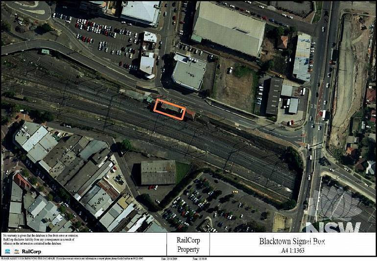 Blacktown Railway Signal Box Curtilage Plan (Note: No warranty is given that this plan is free from error or omission. RailCorp disclaims liability from any consequences as a result of reliance on the information contained in the plan.)