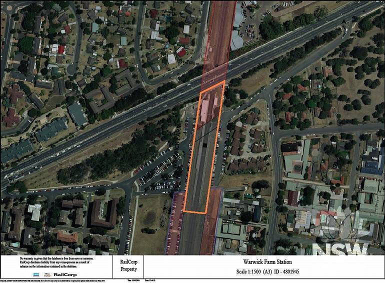 Warwick Farm Railway Station Group Curtilage Plan (Note: No warranty is given that this plan is free from error or omission. RailCorp disclaims liability from any consequences as a result of reliance on the information contained in the plan.)