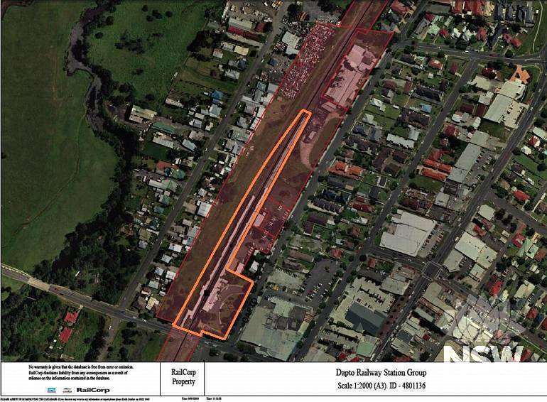 Dapto Railway Station Group Curtilage Plan (Note: No warranty is given that this plan is free from error or omission. RailCorp disclaims liability from any consequences as a result of reliance on the information contained in the plan.)