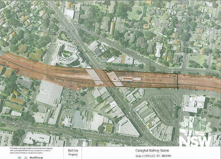 Caringbah Railway Station Group Curtilage Plan (Note: No warranty is given that this plan is free from error or omission. RailCorp disclaims liability from any consequences as a result of reliance on the information contained in the plan.)