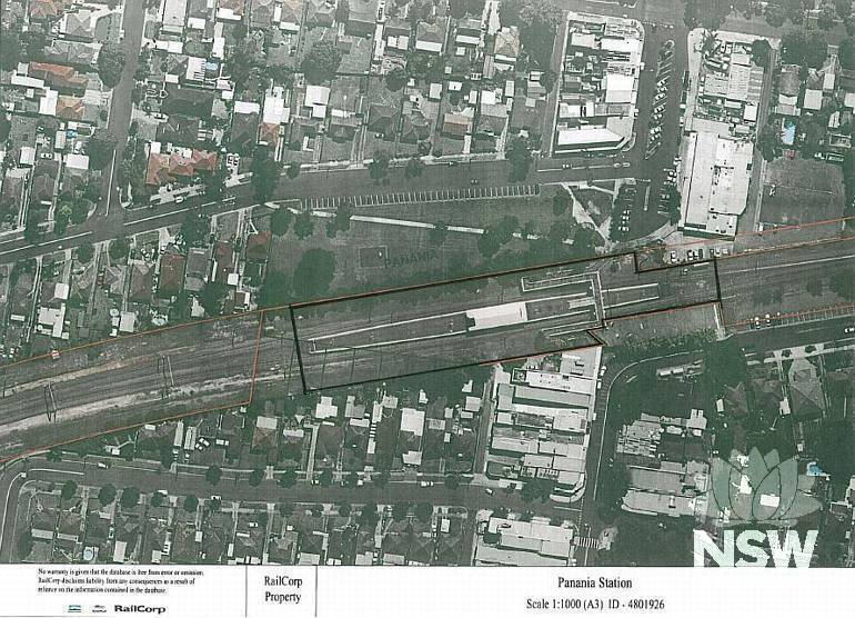 Panania Railway Station Group Curtilage Plan (Note: No warranty is given that this plan is free from error or omission. RailCorp disclaims liability from any consequences as a result of reliance on the information contained in the plan.)