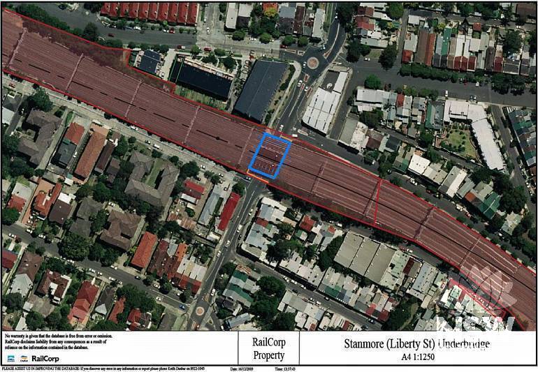 Stanmore (Liberty St) Underbridge Curtilage Plan (Note: No warranty is given that this plan is free from error or omission. RailCorp disclaims liability from any consequences as a result of reliance on the information contained in the plan.)