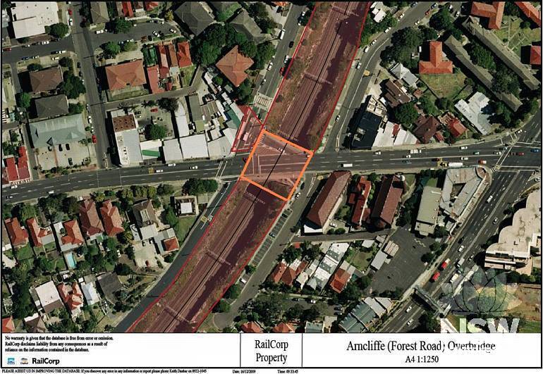 Arncliffe (Forest Rd) Overbridge Curtilage Plan (Note: No warranty is given that this plan is free from error or omission. RailCorp disclaims liability from any consequences as a result of reliance on the information contained in the plan.)