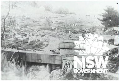 The first ventilation equipment with Crossley single cylinder gas engine at Otford railway tunnel c. 1890s photo-Illawarra Images - Wollongong City Library - File P09\P09249