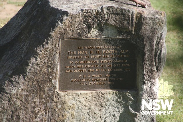 Plaque indicating site of former Sydney Stadium