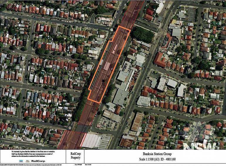 Banksia Railway Station Group Curtilage Plan (Note: No warranty is given that this plan is free from error or omission. RailCorp disclaims liability from any consequences as a result of reliance on the information contained in the plan.)