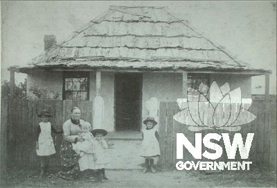 Rose Cottage, c. 1890 with Corah Andres seated with her childgren