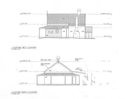Existing West elevation and north elevation of Cottage