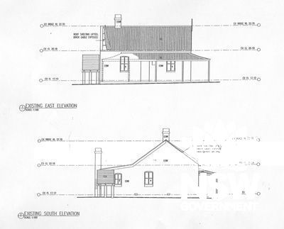 Existing east and south elevation of cottage