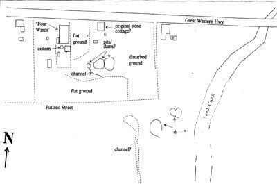 Tracing of the main features of the tannery site as shwon on the 1947 aerial photograph