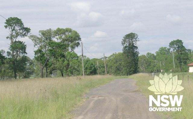 Modern road to site of remnant garden