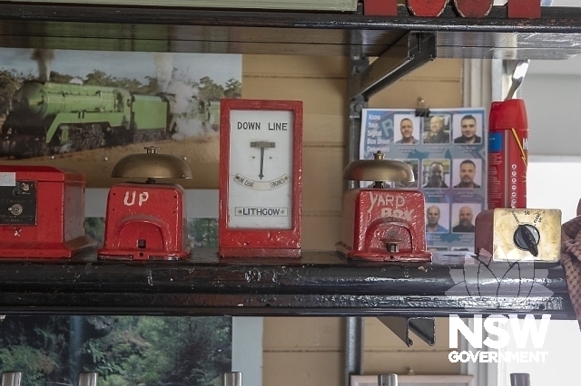 Lithgow Coal Stage Signal Box - Signal indicators above the levers