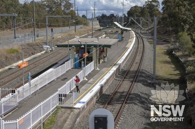 Villawood Railway Station Group - Booking office and Platform building from the overhead footbridge