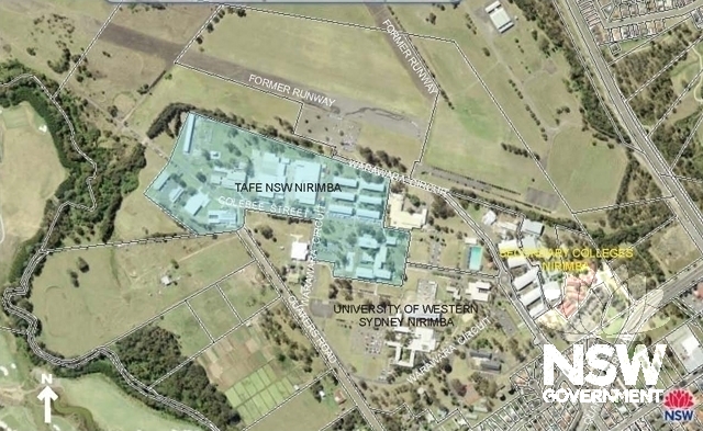 TAFE NSW Nirimba Education Precinct: Site Plan (TAFE portion shaded blue)