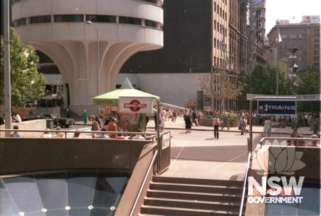 View of MLC Centre from Martin Place railway station in the 1980s