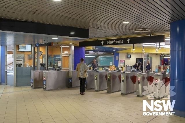 Bondi Junction Railway Station - Concourse office and the ticket barriers.