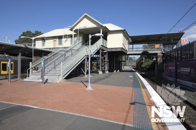 Arncliffe Railway Station - footbridge, stairs, overhead booking office - north elevation
