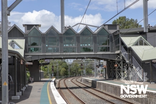Lindfield Railway Station Group - Overhead walkway with 6 gable design.
