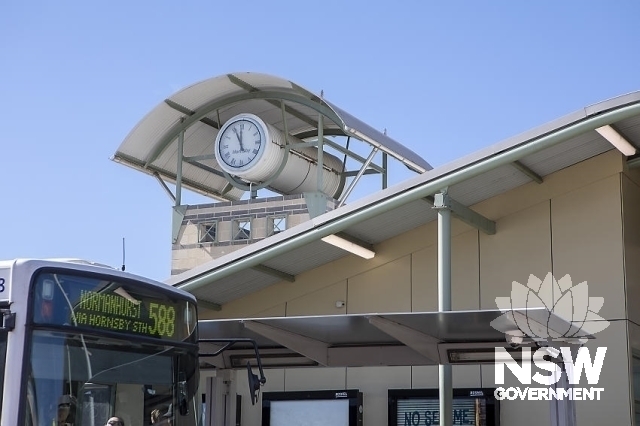 Hornsby Railway Station - Decorative clocks above station roof.
