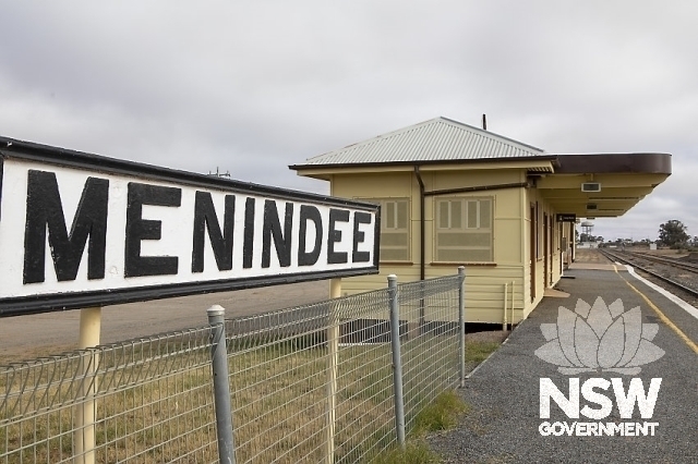 Menindee Railway Station - Menindee sign and station building