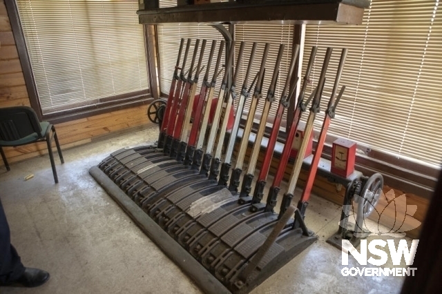 Exeter Railway Station Group - Lever frame in the signal box