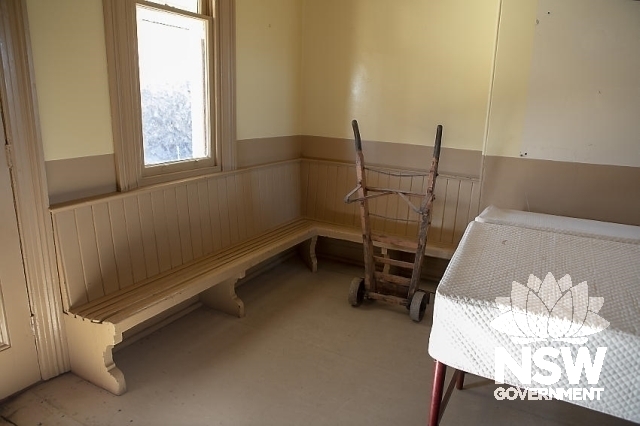 Cooma Railway Precinct - Waiting room bench and trolley