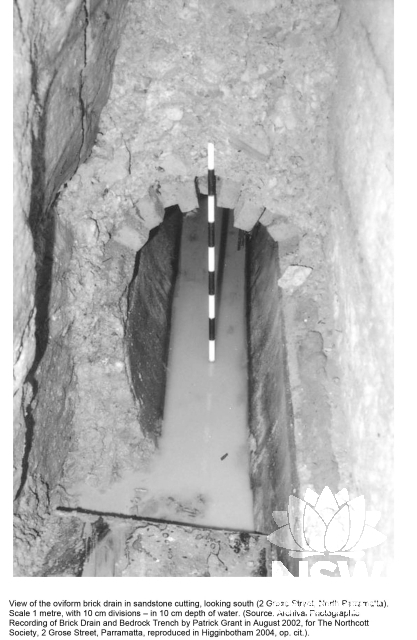 View of the oviform brick drain in sandstone cutting, looking south