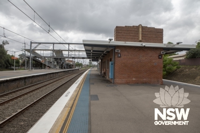 Doonside Railway Station Group - Platform 3 showing staggered platform buildings