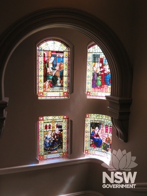 Building I: Stained glass windows on main staircase