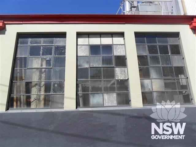 Detail of multi-paned steel-framed windows on Dawson Street
