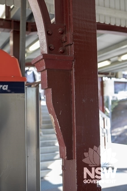 Regents Park Railway Station Group - Post with timber awning bracket support