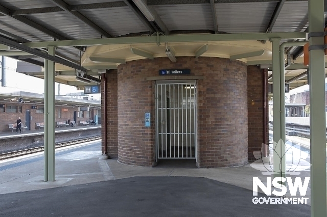 Granville Railway Station Group - Platform 1/2 toilets with curved brickwork.