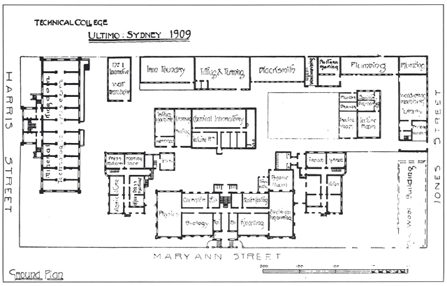 Technical College Ultimo Sydney, Ground Plan, 1909