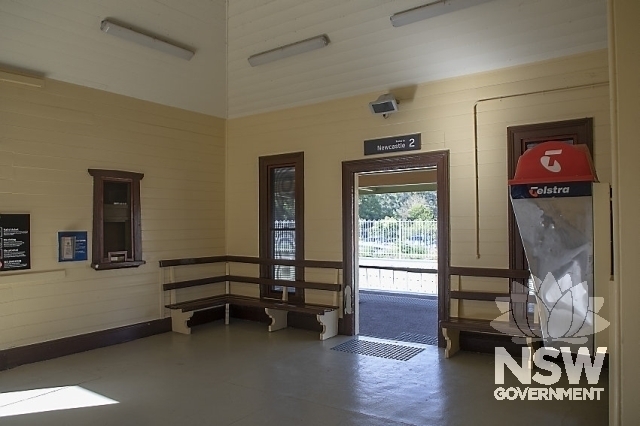 Ourimbah Railway Station Group and Residence - Waiting room , bench seat and ticket window