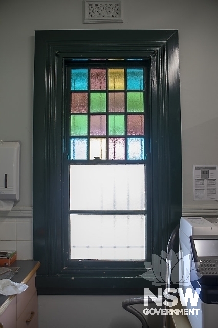 Waitara Railway Station Group - Coloured glass sash window
