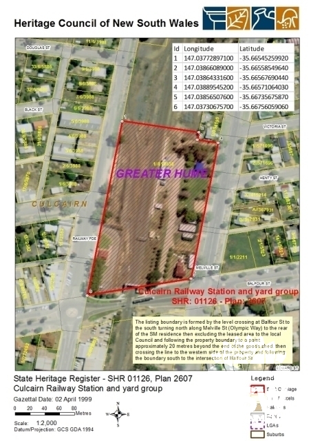 Culcairn Railway Precinct State Heritage Register (SHR) Curtilage Listing (Database ID#5011983)