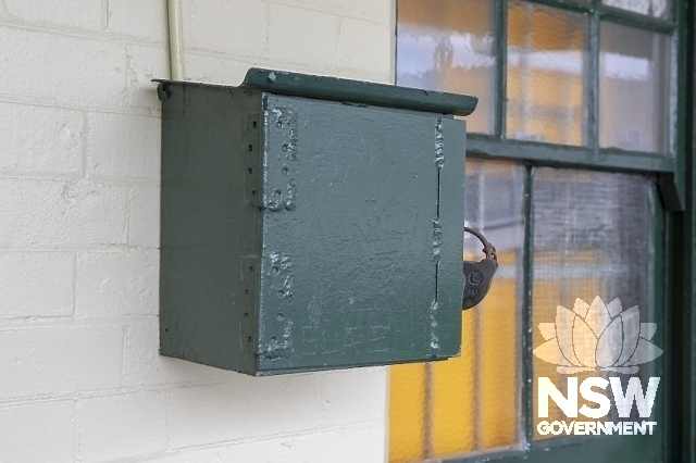 Panania Railway Station Group - Old steel telephone box.