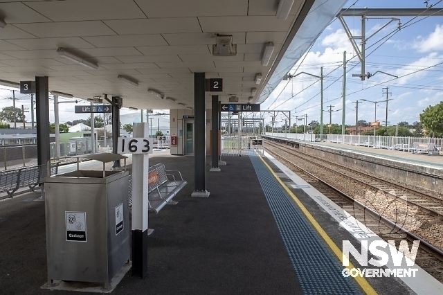 Broadmeadow Railway Station Group - 163 marker under the modern awning