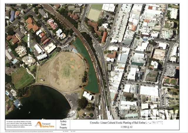 Cronulla - Linear Cultural Exotic Planting of Rail Embankment Curtilage Plan