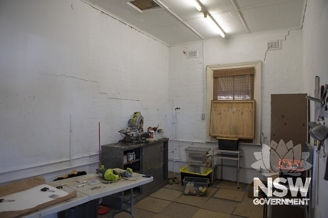 Thirroul Railway Crew Barracks - Interior showing vents ceiling and walls.