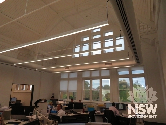 Building A: Original college library in the central bay of the Second Floor (non-original colours)
