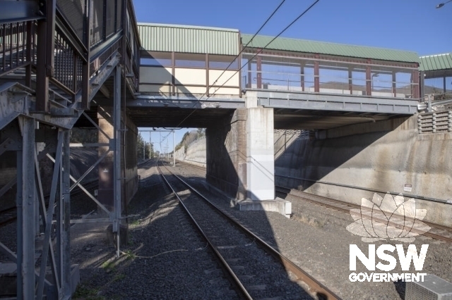 Chester Hill Railway Station Group - looking west to the overhead footbridge and the roadway.