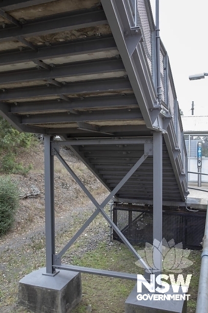 Rosehill Railway Station Footbridge - Under stair steel construction