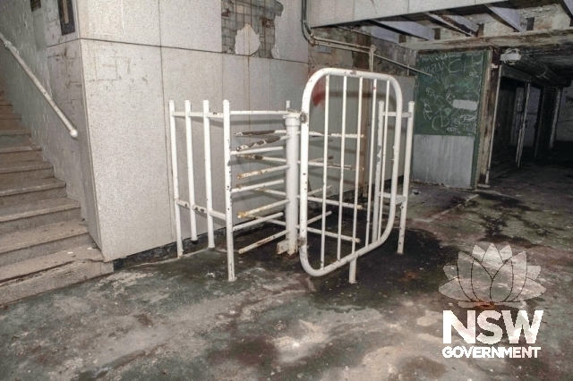 Ashfield Railway Station Group - Steel turnstile in the subway