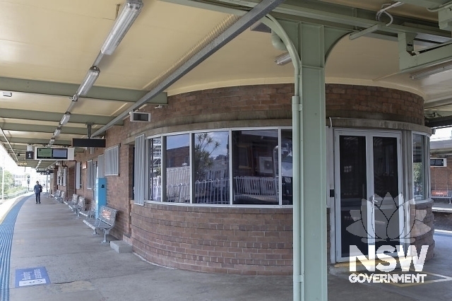 Granville Railway Station Group - Platform 1/2 building with curved brickwork.